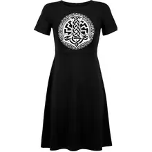 Damen kurzarm Kleid - Schwarze Sonne, Thorhammer - gewählte Variante