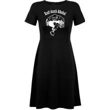 Damen kurzarm Kleid - Kraft durch Alkohol Vorderseite