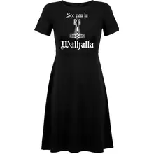 Damen kurzarm Kleid - See you in Walhalla Thorhammer Vorderseite
