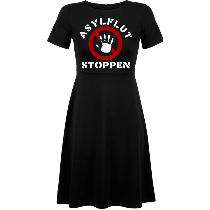 Damen kurzarm Kleid - Asylflut stoppen