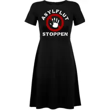 Damen kurzarm Kleid - Asylflut stoppen Vorderseite