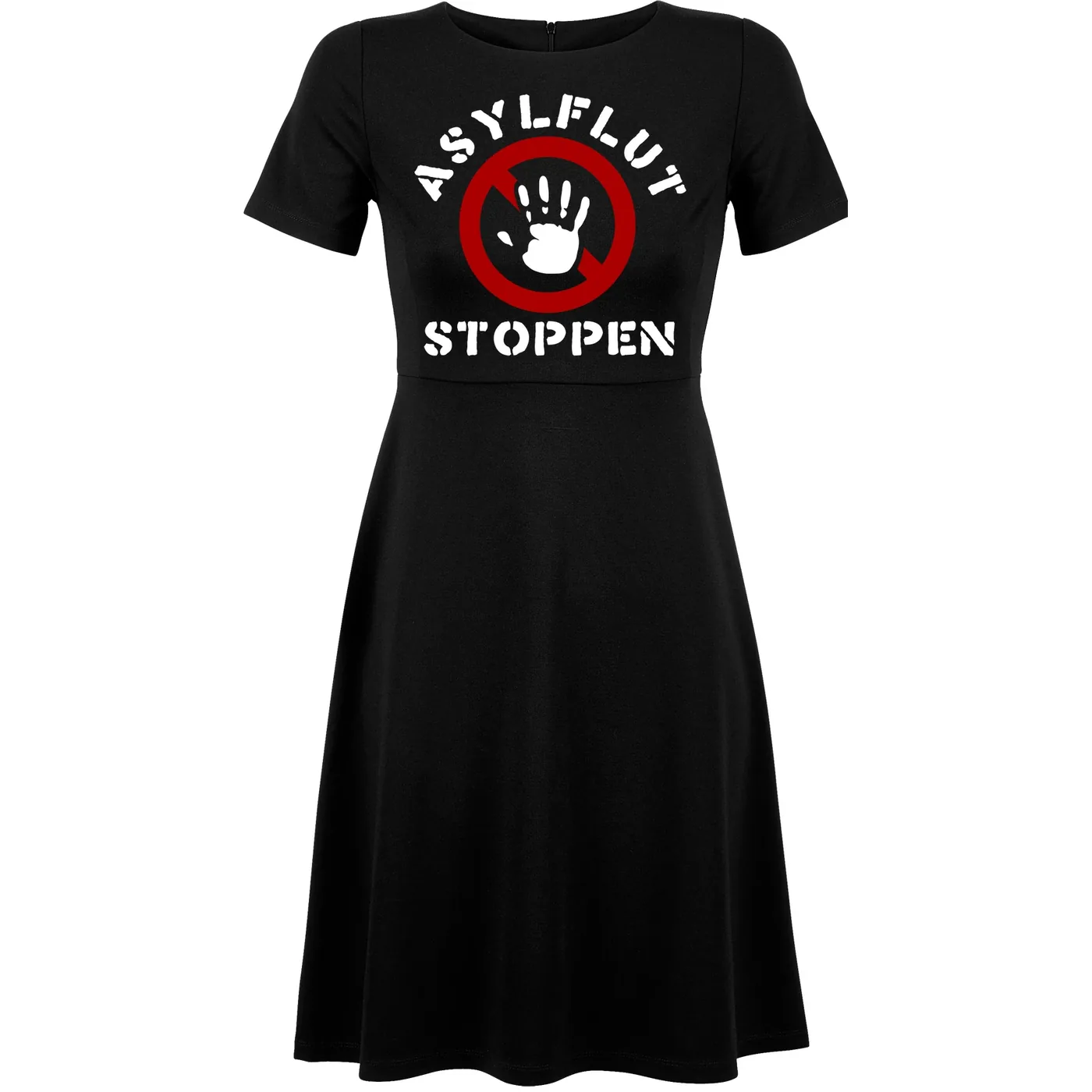 Damen kurzarm Kleid - Asylflut stoppen