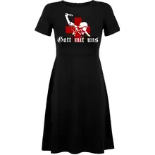 Damen kurzarm Kleid - Gott mit uns, Soldat Vorderseite