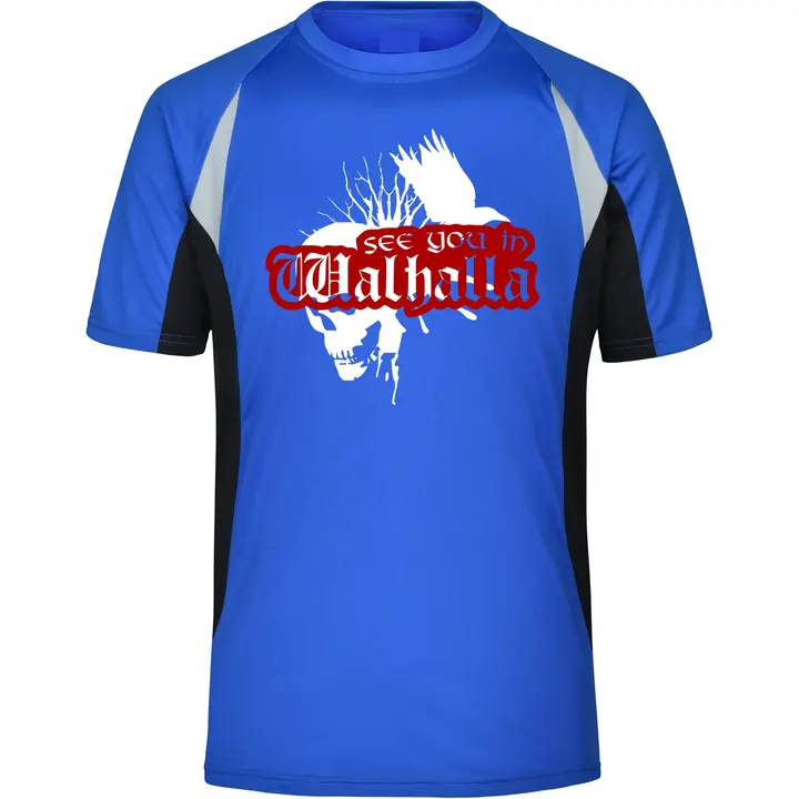 Herren Sportshirt - See you in Walhalla, Totenkopf