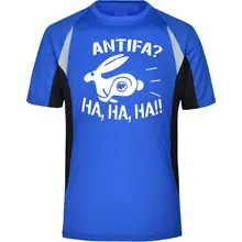 Herren Sportshirt - Antifa, ha ha ha Vorderseite