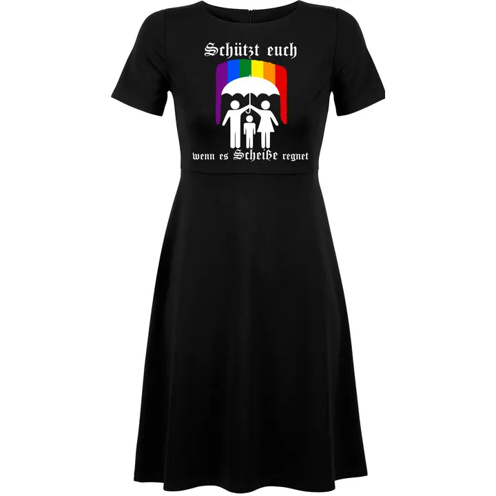 Damen kurzarm Kleid - Schützt euch wenn es Scheiße regnet