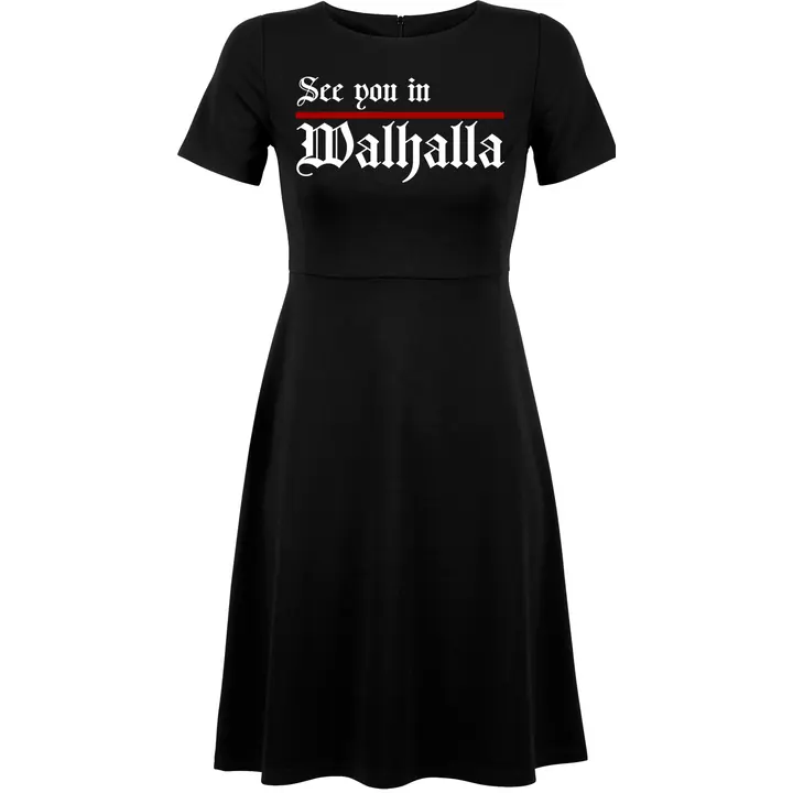 Damen kurzarm Kleid - See you in Walhalla, Strich