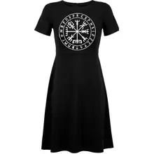 Damen kurzarm Kleid - Vegvisir Vorderseite