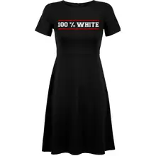 Damen kurzarm Kleid - 100% White Vorderseite