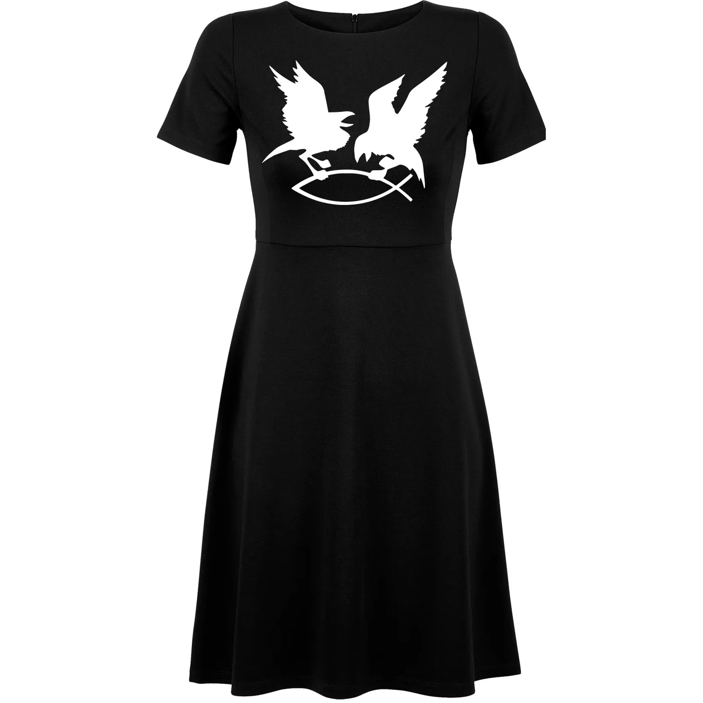 Damen kurzarm Kleid - Hugin Munin