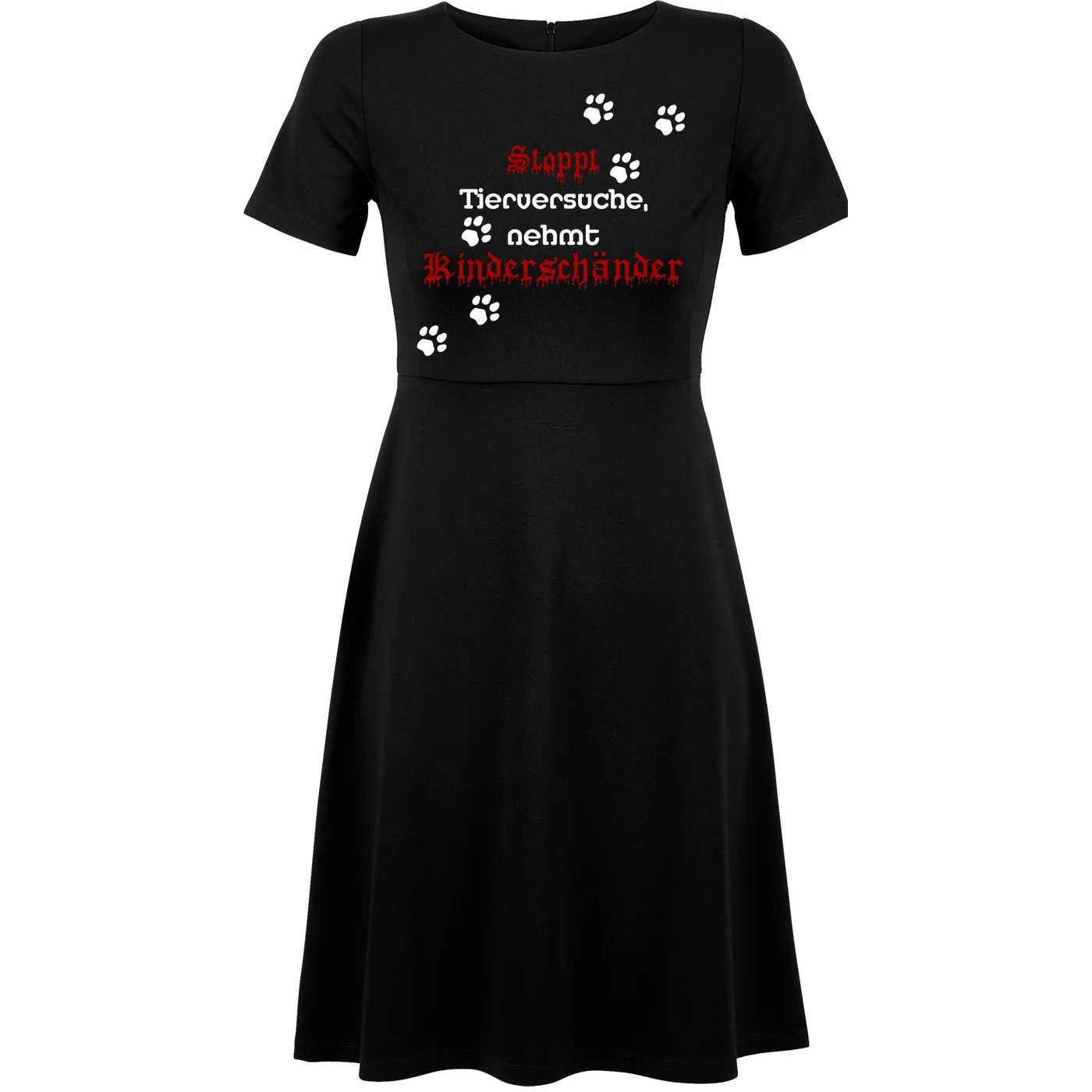 Damen kurzarm Kleid - Stoppt Tierversuche, nehmt Kinderschänder