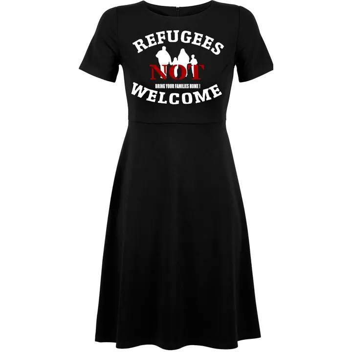 Damen kurzarm Kleid - Refugees not welcome