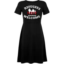 Damen kurzarm Kleid - Refugees not welcome Vorderseite