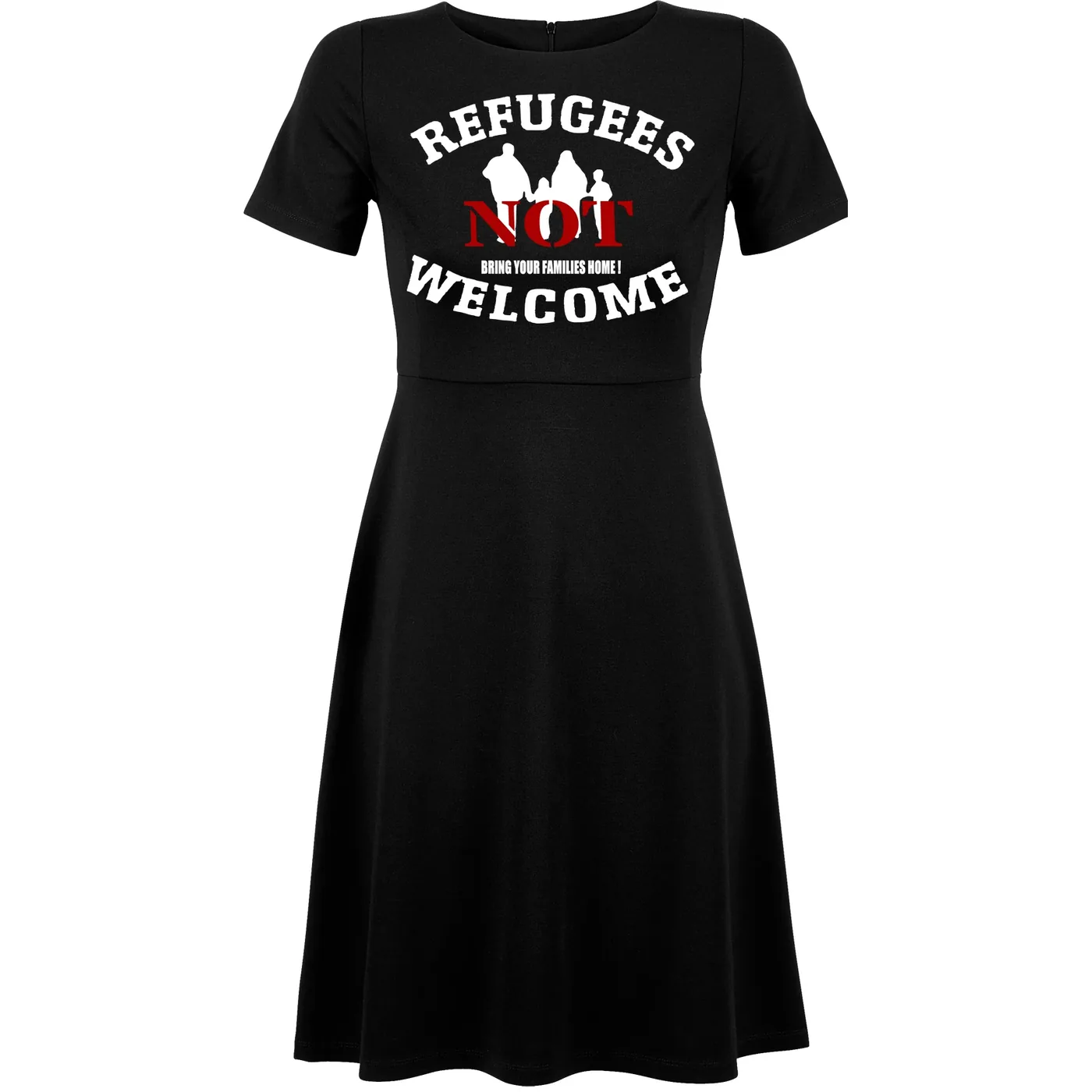 Damen kurzarm Kleid - Refugees not welcome
