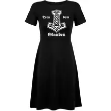 Damen kurzarm Kleid - Treu dem Glauben - gewählte Variante