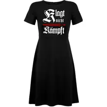 Damen kurzarm Kleid - Klagt nicht kämpft, Schwert Vorderseite
