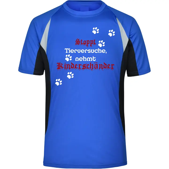 Herren Sportshirt - Stoppt Tierversuche, nehmt Kinderschänder