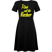 Damen kurzarm Kleid - Raus mit die Viecher Vorderseite