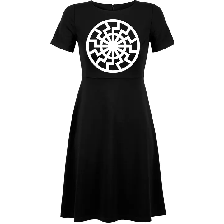 Damen kurzarm Kleid - Schwarze Sonne