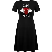 Damen kurzarm Kleid - Geri und Freki Vorderseite