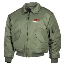 Bestickte Herren CWU Jacke, Oliv - Mg42 Einigkeit, Recht und Freiheit - gewählte Variante