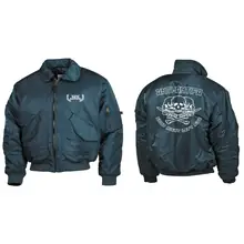 Bestickte Herren CWU Jacke, Navyblau - Anti-Antifa Vorder- und Rückseite