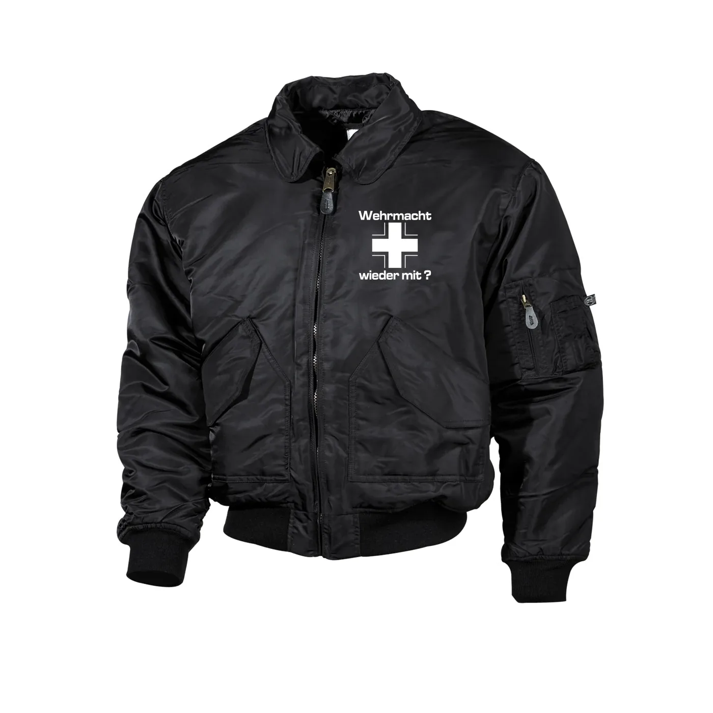 Bestickte Herren CWU Jacke, Schwarz - Wehrmacht wieder mit