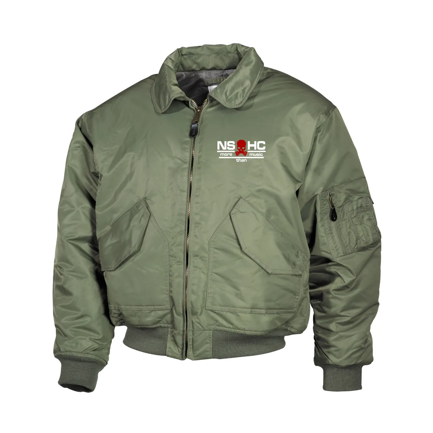 Bestickte Herren CWU Jacke, Oliv - NS HC, more than music