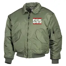 Bestickte Herren CWU Jacke, Oliv - FCK GEZ Vorderseite