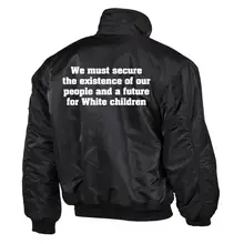 Bestickte Herren CWU Jacke, Schwarz - 14 Words Rückseite