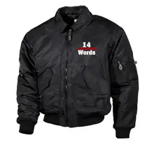 Bestickte Herren CWU Jacke, Schwarz - 14 Words Vorderseite