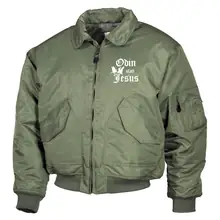 Bestickte Herren CWU Jacke, Oliv - Odin statt Jesus - gewählte Variante