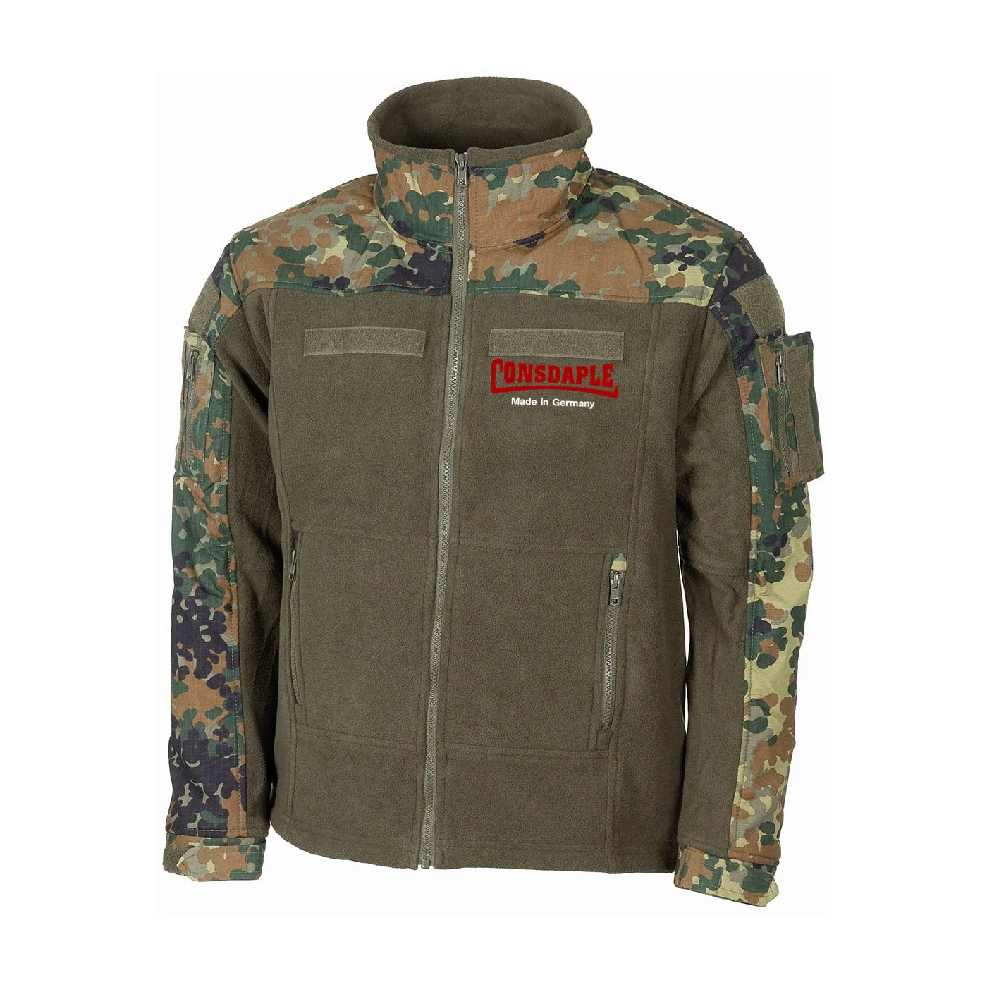 Bestickte Fleecejacke "Combat", flecktarn - Consdaple, made in Germany