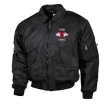 Bestickte Herren CWU Jacke, Schwarz - Geri und Freki Vorderseite