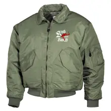 Bestickte Herren CWU Jacke, Oliv - Klagt nicht kämpft, Ak47 - gewählte Variante
