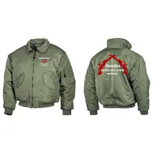Bestickte Herren CWU Jacke, Oliv - Kameradschaft mehr als nur ein Wort Vorder- und Rückseite