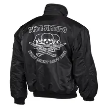Bestickte Herren CWU Jacke, Schwarz - Anti-Antifa Rückseite