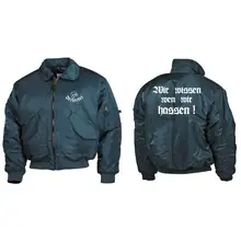 Bestickte Herren CWU Jacke, Navyblau - Berserker Vorder- und Rückseite