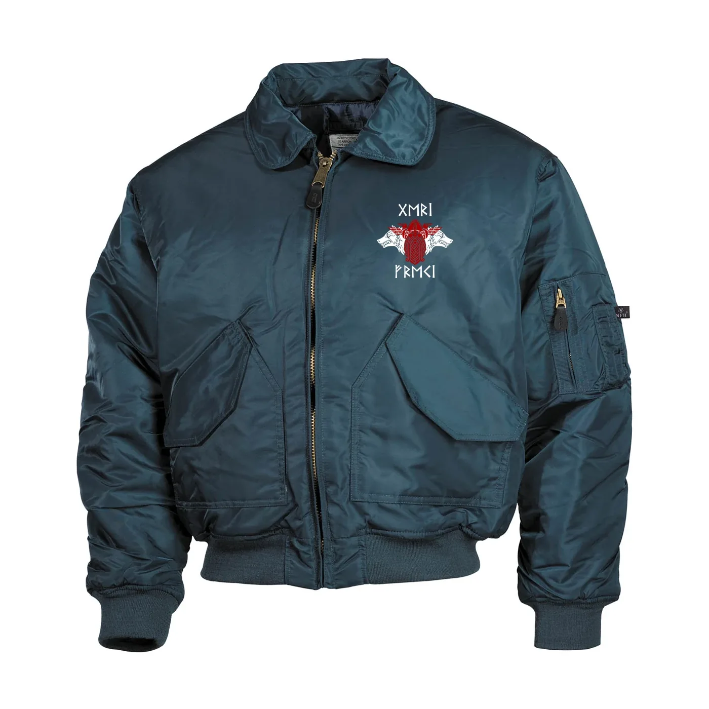 Bestickte Herren CWU Jacke, Navyblau - Geri und Freki