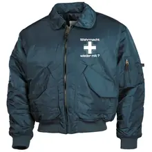 Bestickte Herren CWU Jacke, Navyblau - Wehrmacht wieder mit Vorderseite