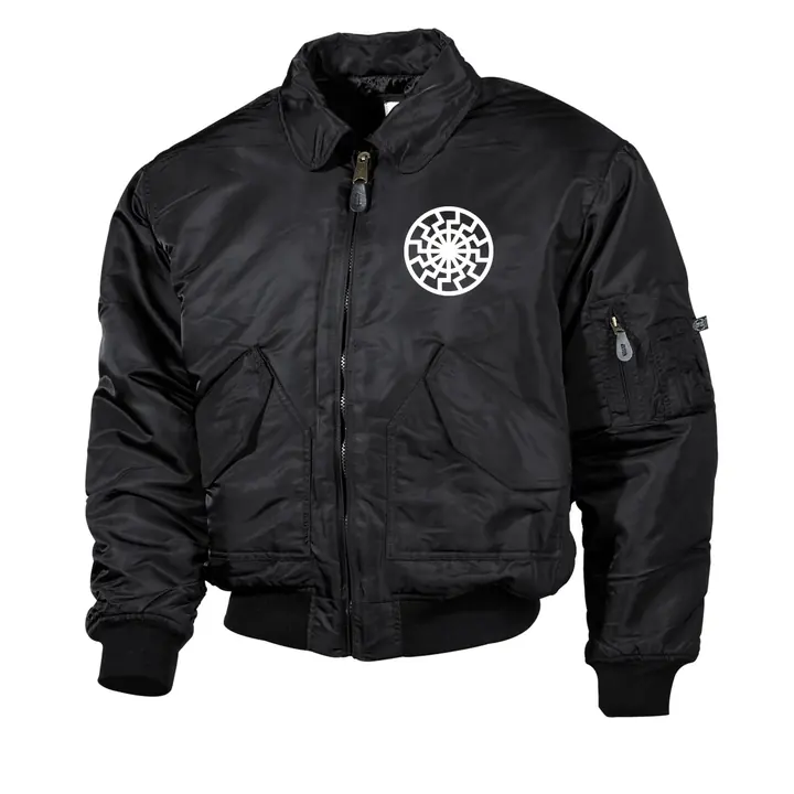 Bestickte Herren CWU Jacke, Schwarz - Schwarze Sonne