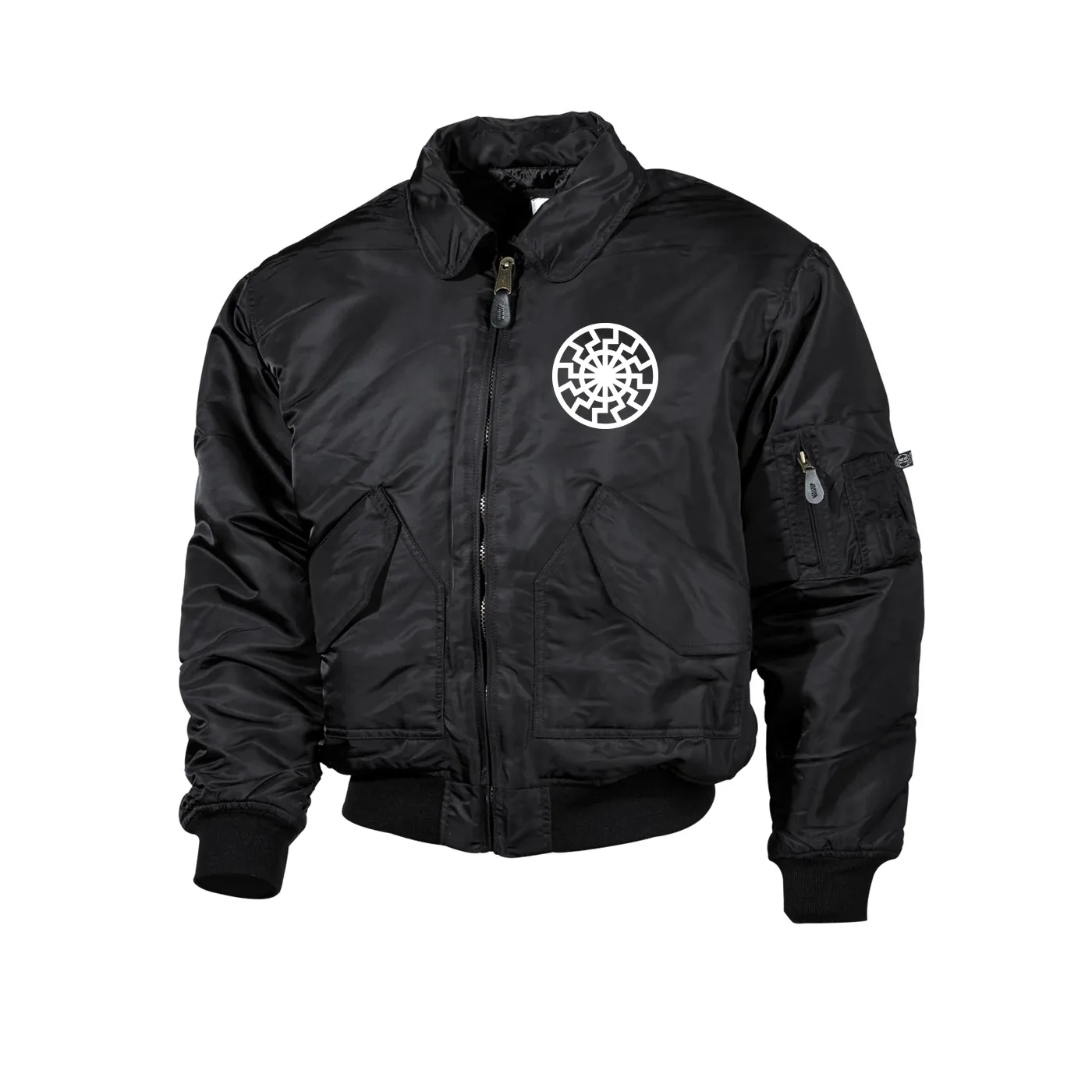 Bestickte Herren CWU Jacke, Schwarz - Schwarze Sonne