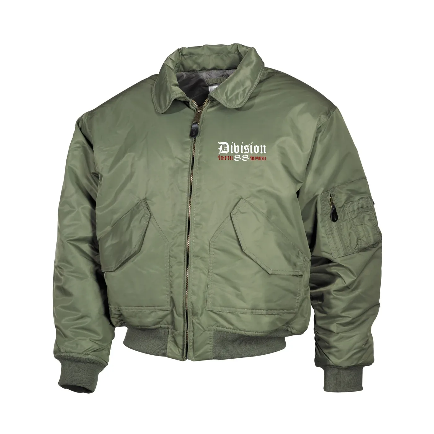 Bestickte Herren CWU Jacke, Oliv - Division 88 Runen