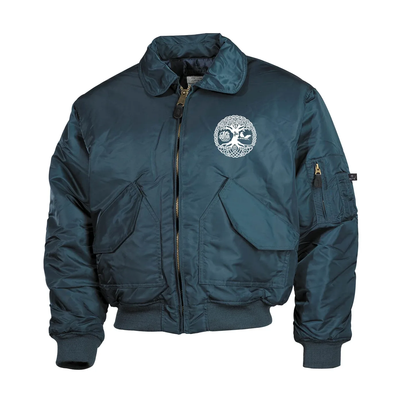 Bestickte Herren CWU Jacke, Navyblau - Lebensbaum