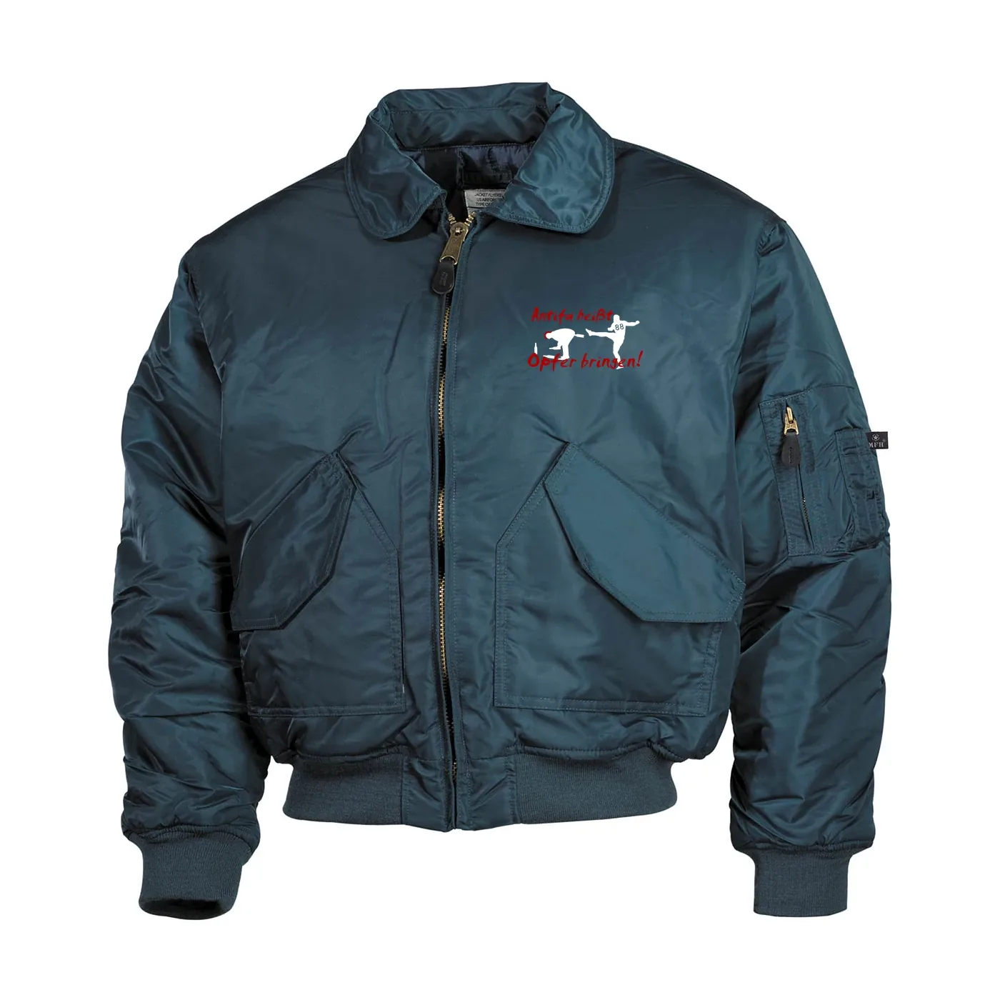 Bestickte Herren CWU Jacke, Navyblau - Antifa heißt Opfer bringen