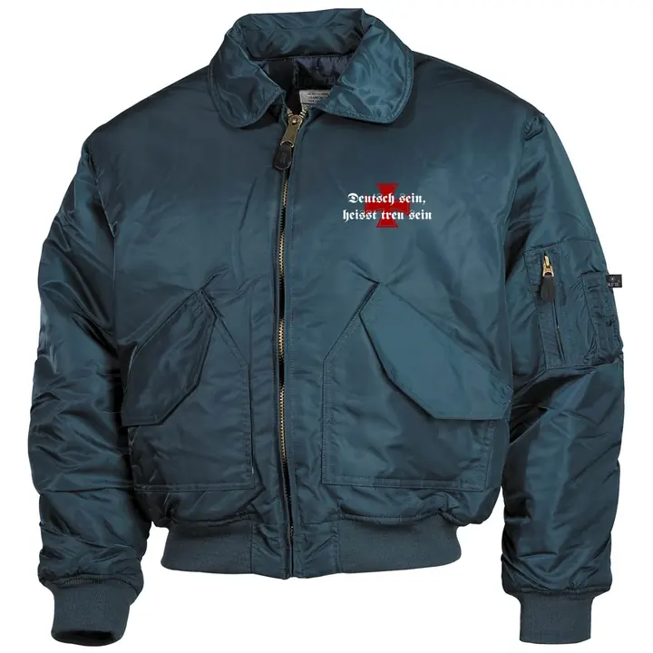 Bestickte Herren CWU Jacke, Navyblau - Deutsch sein, heißt treu sein