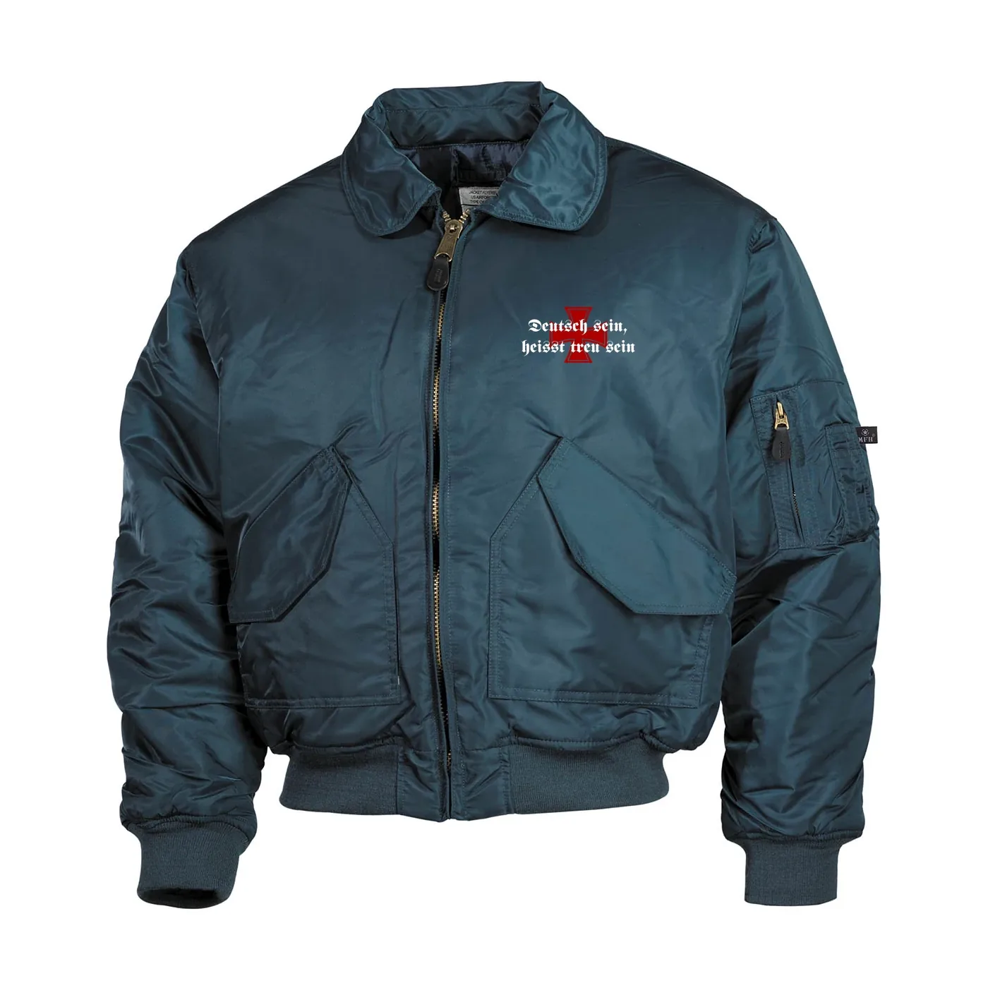 Bestickte Herren CWU Jacke, Navyblau - Deutsch sein, heißt treu sein