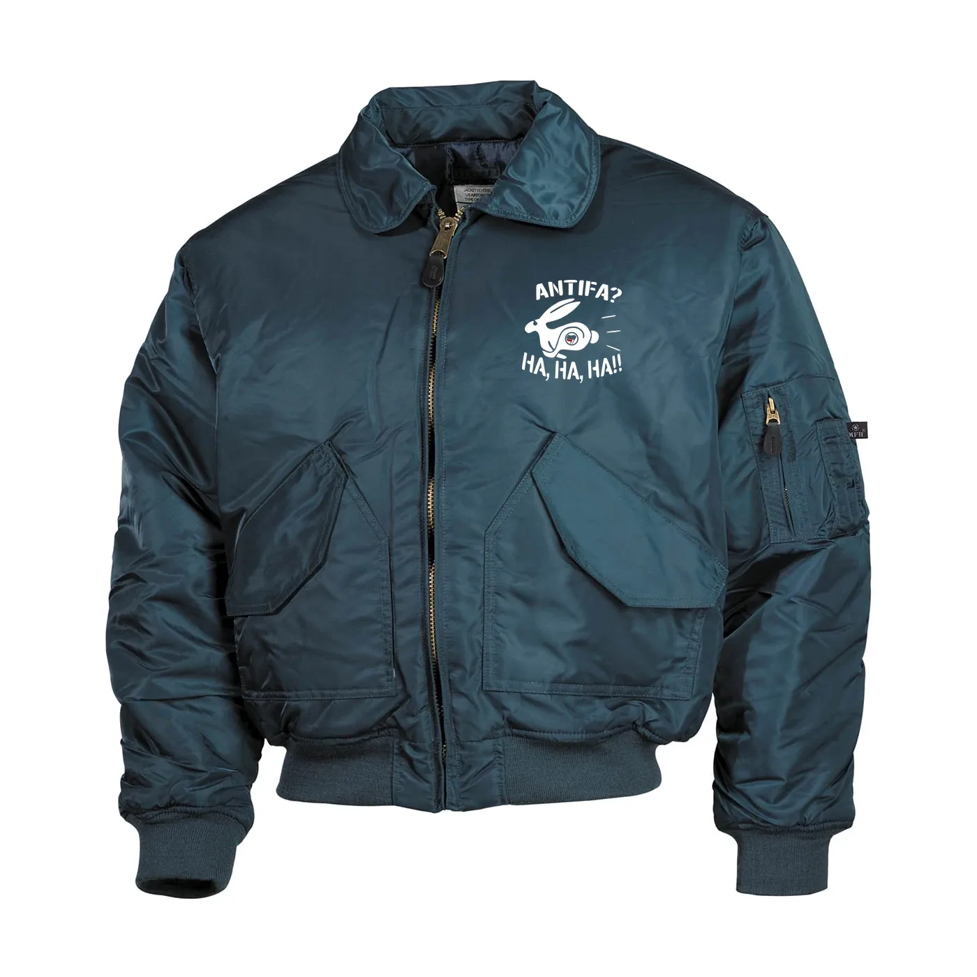 Bestickte Herren CWU Jacke, Navyblau - Antifa, ha ha ha
