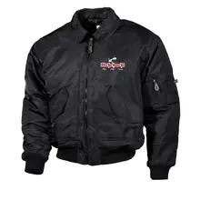 Bestickte Herren CWU Jacke, Schwarz - Wehrmacht, ehre stolz treue Vorderseite