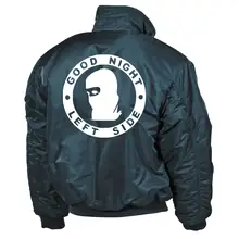 Bestickte Herren CWU Jacke, Navyblau - Good night left side Rückseite